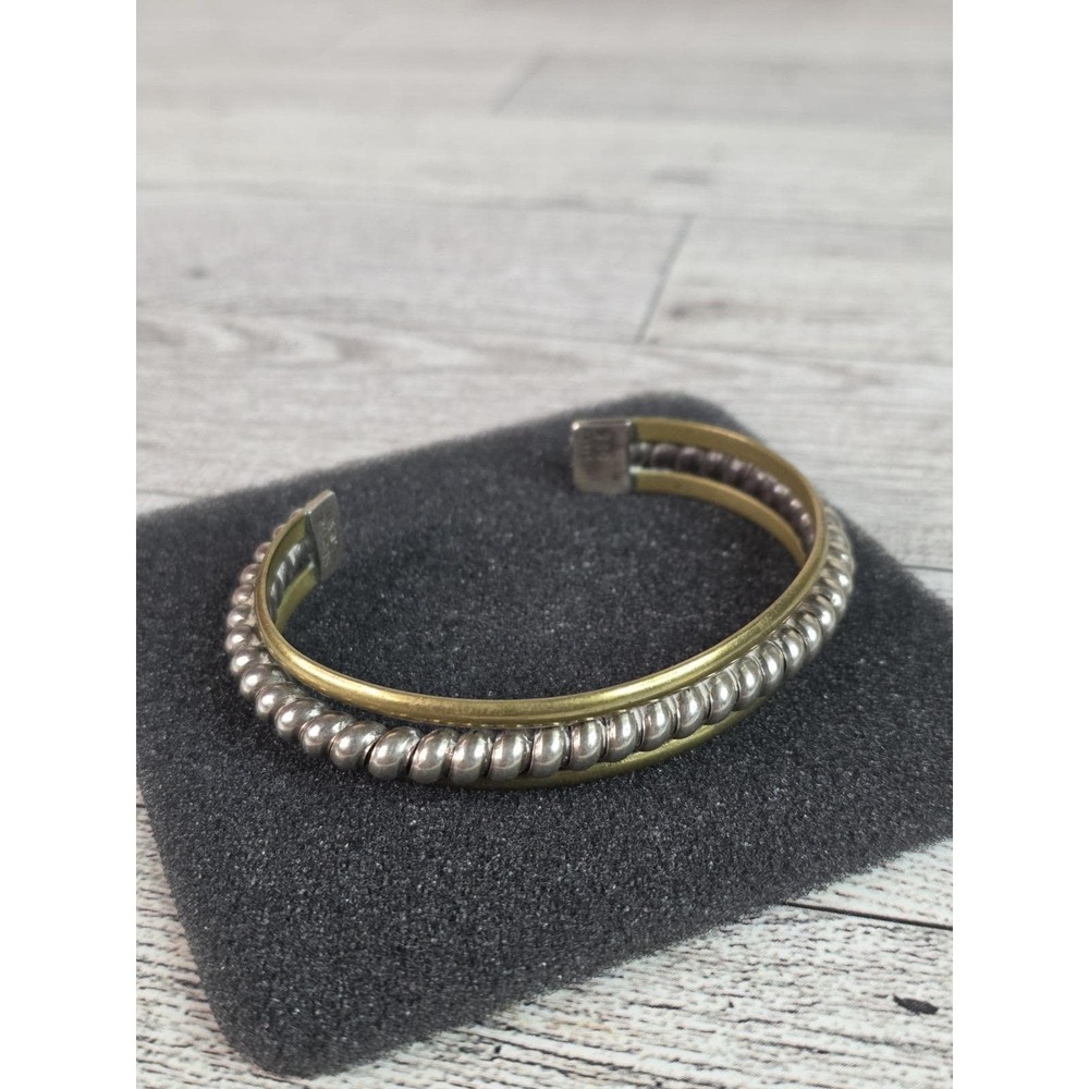 Taxco Mexico Sterling Silver Brass Coil Cuff Bracelet Marked Vintage